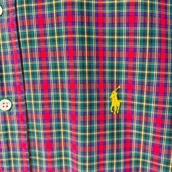 Ralph Lauren Mens XL Classic Fit Red Green Plaid Button-Down Shirt Long Sleeve - Picture 4 of 10